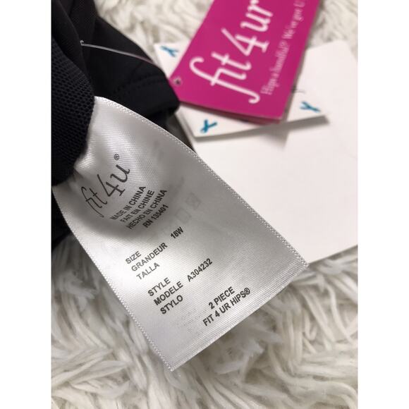 WOMEN'S Fit 4 U Laser Cut Tankini Swim Floral Top BLACK ONE PC 18W HIPS A304232 - Picture 9 of 10